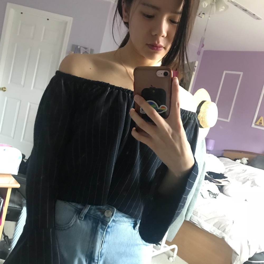 Off-the-shoulder striped top